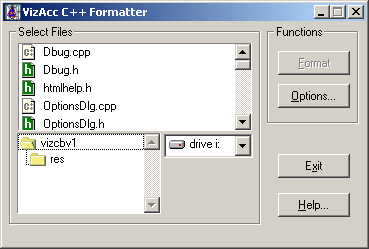 VizAcc C++ Formatter Screenshot